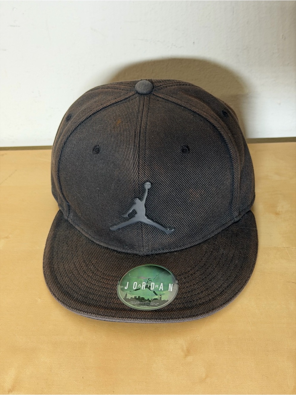 Nike Air Jordan Jumpman Fitted Hat Black Washed Distressed Sz 7 Vintage 56cm Cap